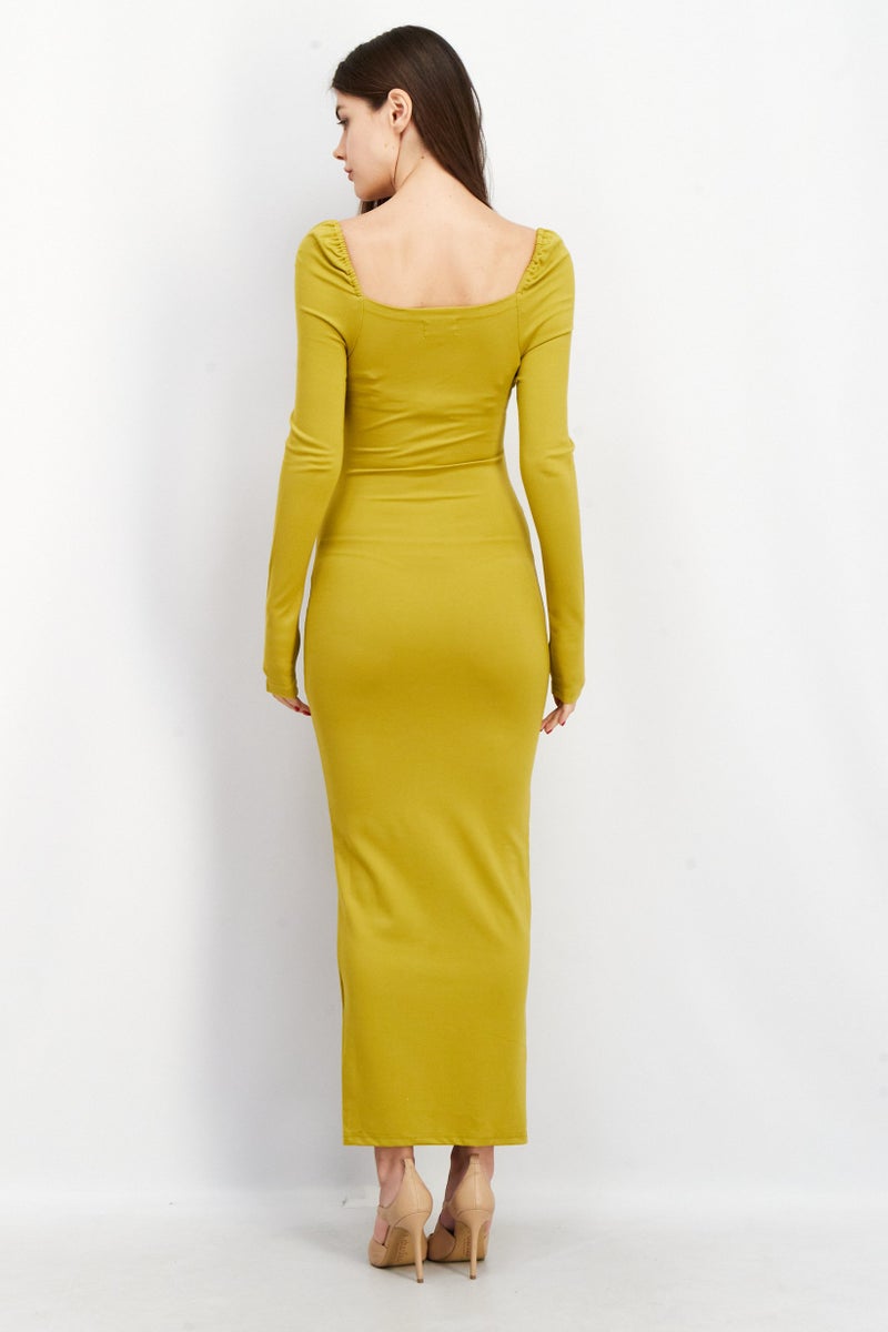 Yaura Women Textured Maxi Dress, Green - Image 2